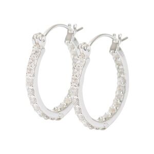 NWT, Crystal Haze Jewelry , Mini Serena Hoops - Silver, Silver Plated Brass
